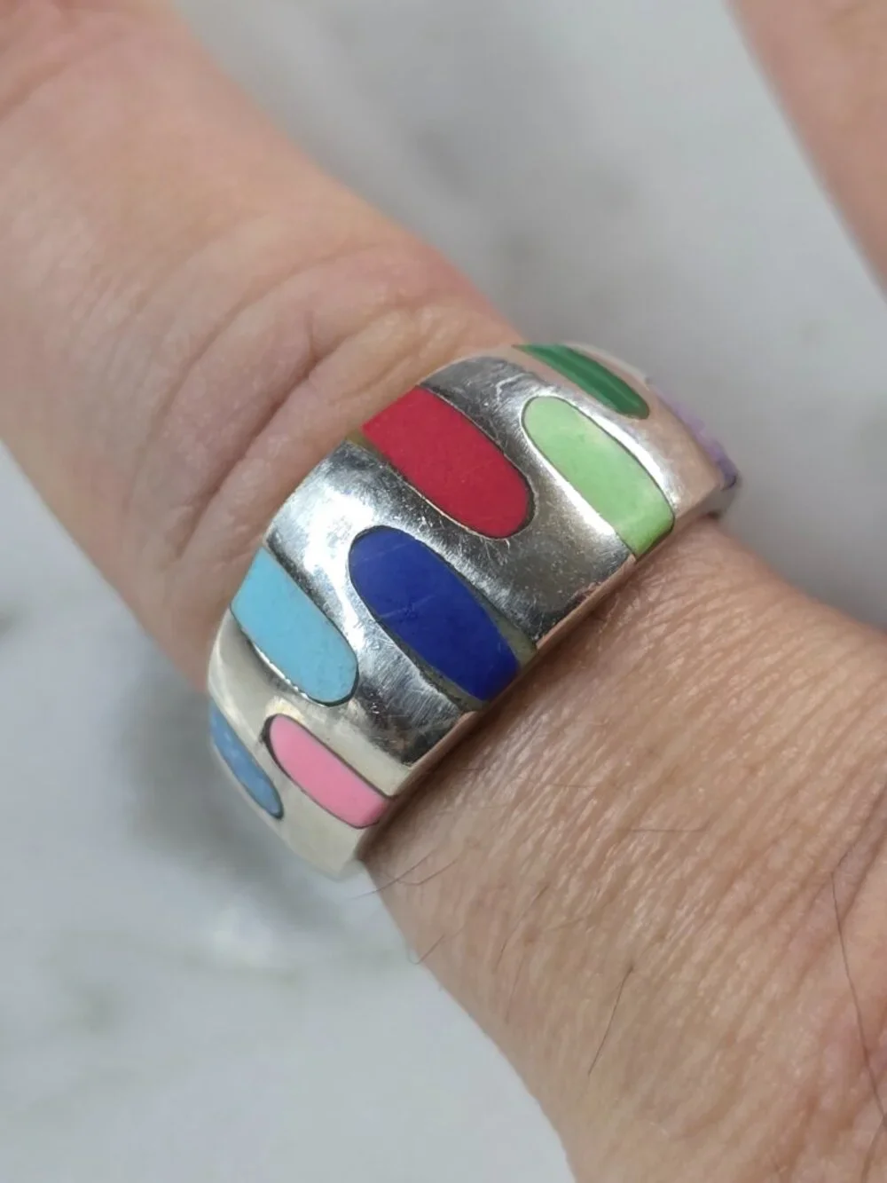 Womens Vintage Estate Sterling Silver Modernist Ring 3.6g E4169